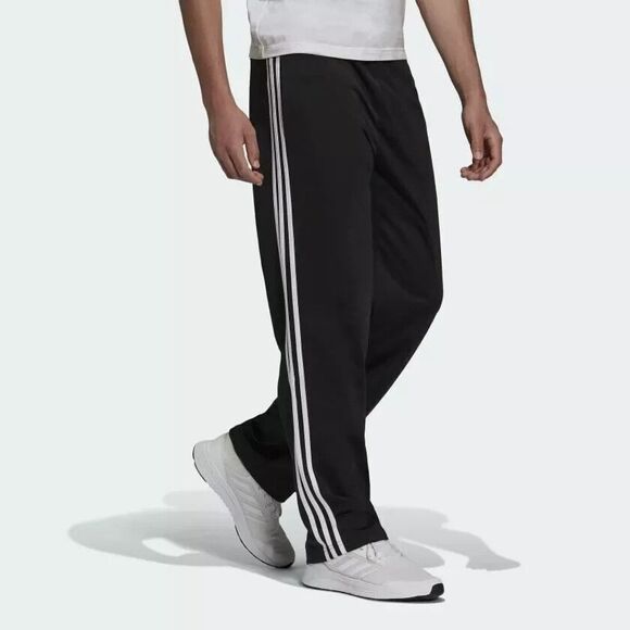 Adidas Track Pants Men's Small 26x32 Black 3-Stripes Open Hem H46110 - Picture 7 of 10